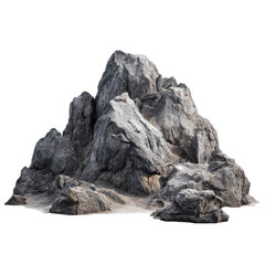 Gray rock pile on a sandy base