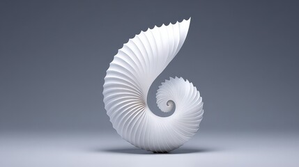 Abstract 3D Rendered White Spiral Shell Design