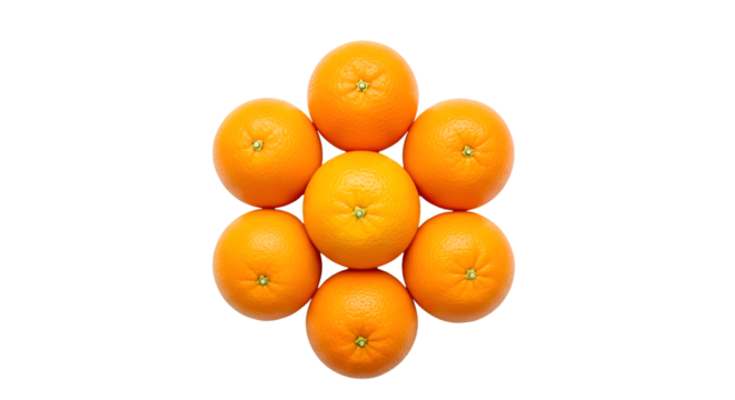 Oranges Arrange Themselves Neatly on Transparent Background, Creating a Fresh Fruit Display