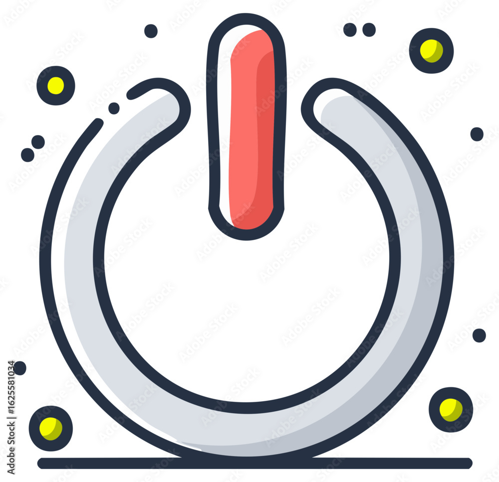 Poster illustration of a power button with a colorful design for interface or digital concepts