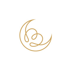 Gold crescent linear logo combined with heart or love shape