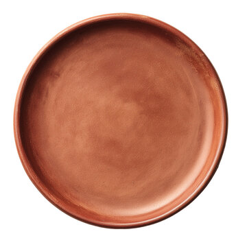 Terracotta plate earthenware pottery ceramic dish kitchenware stoneware isolated on transprint background