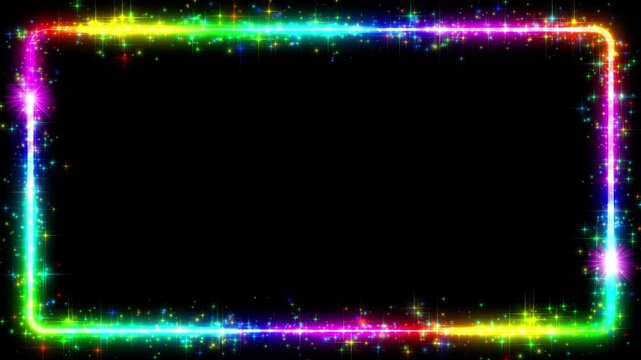 Rainbow glitter frame effect (transparent background, loopable)