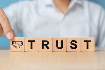 Wooden cube block with Trust concept