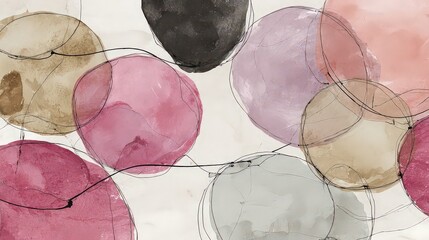 Abstract Watercolor Circles Neutral Colors