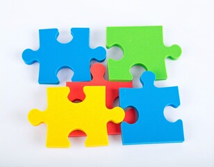 Fototapeta premium Colorful Puzzle Pieces Together Connection Unity Solution Concept