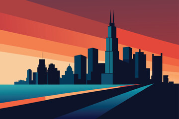 skyline seen from lake shore drive  .eps