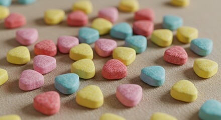 Pile of Colorful Heart Shaped Candies - Valentine's Day Concept