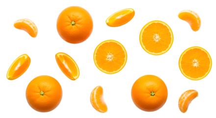 Oranges Float Boldly Against Black Backdrop, Showcasing Freshness and Brightness, Isolated Oranges