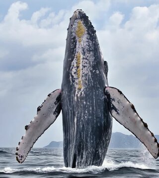 Majestic humpback whale breaching in a sequence of captivating images