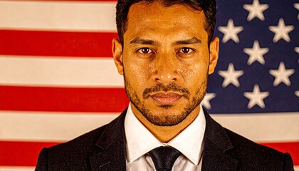 アメリカ国旗とビジネスマン