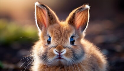 Fototapeta premium cuddly bunny in focus a cute and cuddly bunny rabbit with big expressive eyes and fluffy fur sits captivating the viewer with its charm and innocence