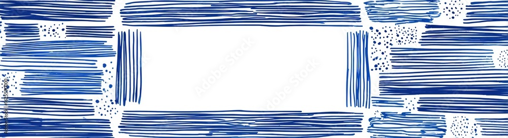 Poster blue watercolor strokes create a rectangular frame on white