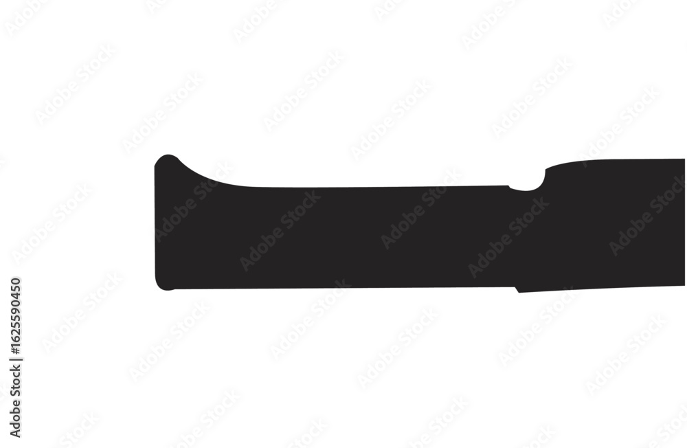Aufkleber black silhouette of a tool or object with a handle and a curved, flat end, isolated on white.