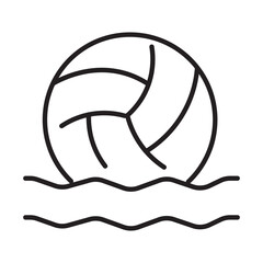A single icon of water volleyball in line style, combining team sport and aquatic fun. Editable stroke vector illustration.
