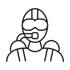 A single icon of diving in line style, representing underwater exploration and aquatic sport. Editable stroke vector illustration.