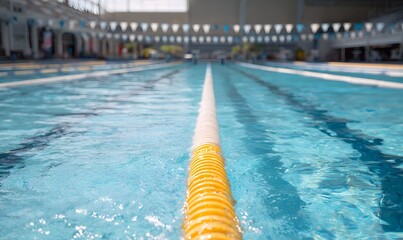 olympic pool with lane line on the bottom