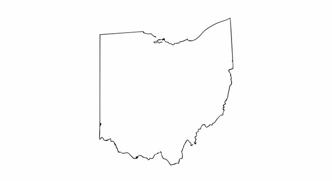 Ohio State Outline on White Backdrop - A Simple Silhouette of Geographical Representation