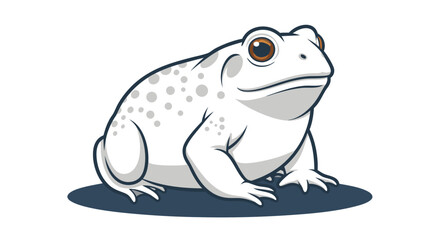 Naklejka premium Stylized Illustration of a White Toad with Grey Spots Resting on Dark Blue Base