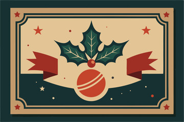 vintage style christmas card template with distre.eps