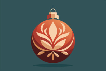 vintage christmas ornament drawing with etched fl.eps