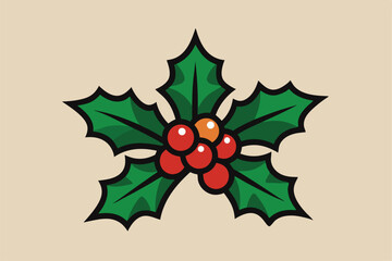 vintage style holly branch illustration with deta (1).eps