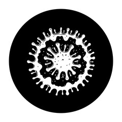 Monochrome depiction of a virus highlighting infectious disease and the importance of global public health response to pandemics