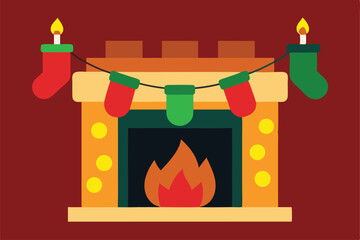warm glowing fireplace with flickering flames and  (1).eps