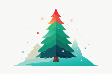 watercolor christmas tree background with splashes.eps