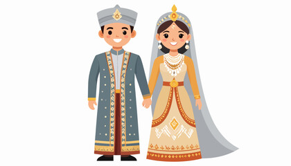 Traditional Wedding Couple Illustration