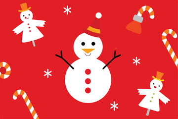whimsical holiday background with cartoon snowmen (1).eps