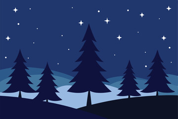 winter night scene background showing silhouettes  (1).eps