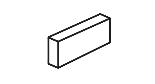 Isometric block outline illustration with clean design and sharp black line rendering for architectural and construction designs
