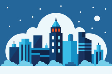 winter snow scene over chicago buildings   (1).eps