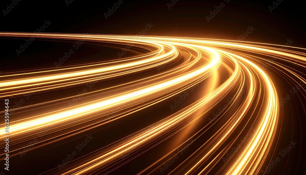 Poster golden light trails circular pattern