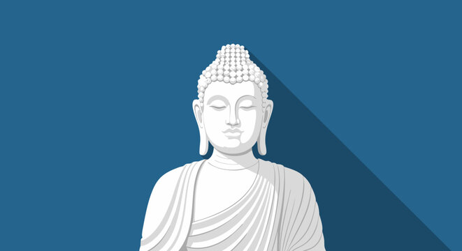 Elegant minimalistic artistic illustration of a Buddha statue meditation calmness spiritual harmony peaceful expression