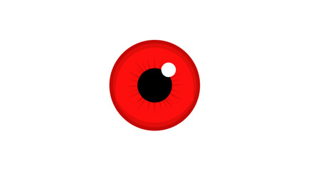 Abstract illustration showcasing a vibrant red eye with a black pupil isolated on a white background providing a striking visual element for various