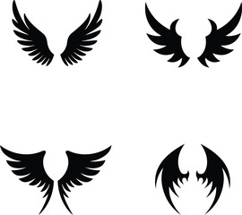Fototapeta premium Collection of Angel and Demon Wings., Set of Various Fantasy Wings (Feathered and Leathery)., Good vs Evil: Angelic and Demonic Wings.