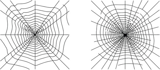 Obraz premium Set of Spider Web Line Art Illustrations., Cobweb Vector for Halloween Decoration., Spiderweb Corner Elements.