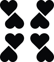 Obraz premium Black heart shapes in a repeating pattern, overlapping to create a design.