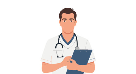 Fototapeta premium Illustration of dedicated medical practitioner showcasing professional confidence and expertise ready to serve the community wellbeing with