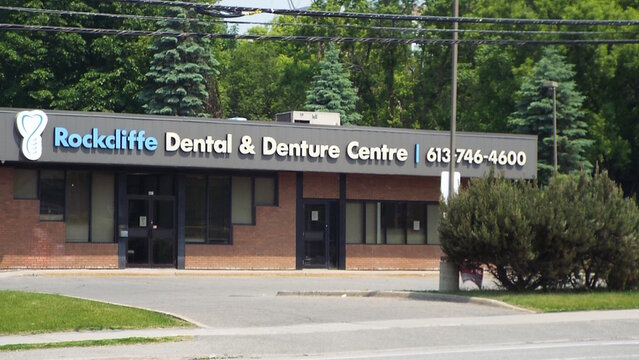 Ottawa, ON, Canada-July 25,2025:  The exterior of "Rockcliffe Dental and Denture Centre" at 681-A Montr&eacute;al Rd.
