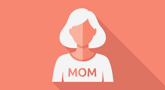 Abstract Woman with Long Shadow: Modern Vector Illustration for Mother's Day Celebration