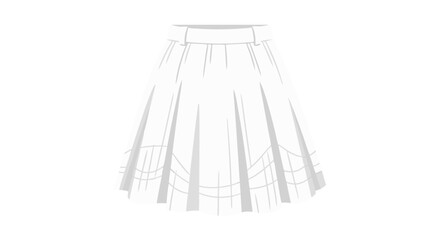 Obraz premium Elegant pleated midi skirt illustration on a clean white background offering a minimalist aesthetic and visual balance