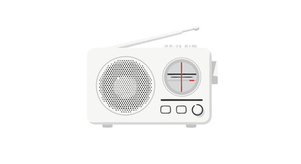 Fototapeta premium Minimalist Retro Radio Illustration Presenting Vintage Audio Technology with Antenna and Tuning Dial for Broadcast Enjoyment