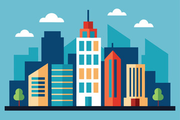 Obraz premium downtown business district with multiple office bu (1).eps