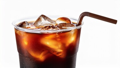 iced americano coffee drink long exposure photography isolated white background clipping path