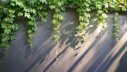 Naklejka premium japanese anime scene a vine with green leaves climbing a wall creating an artistic and natural effect in a modern setting
