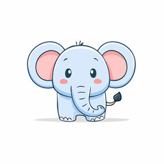 Adorable Cartoon Elephant Illustration with Big Ears and a Cute Trunk on white background