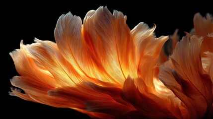 Obraz premium Golden Petal Glow – Close-Up of Illuminated Flower Petals with Ethereal Texture and Warm Light